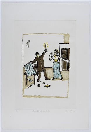 TAMBURI ORFEO (1910 - 1994) Don Abbondio con Lucia. Serigrafia. Cm 35,00 x...