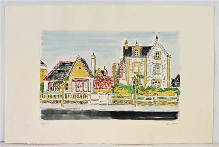 TAMBURI ORFEO (1910 - 1994) Periferia parigina. Acquaforte ritoccata a mano....