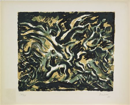 TAMBURI ORFEO (1910 - 1994) Radici. 1963. litografia a colori,. Cm 42,00 x...