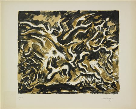 TAMBURI ORFEO (1910 - 1994) Radici. 1963. Litografia a colori. Cm 42,00 x...