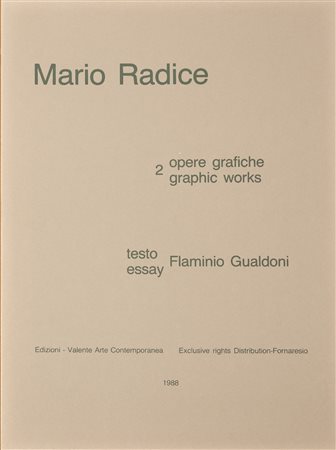 RADICE MARIO (1898 - 1987) Cartella composta da n.2 fogli. 1988. Serigrafia....