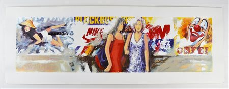 TROMBINI MINO (n. 1932) Senza titolo. Serigrafia. Cm 100,00 x 35,00. 128/150....