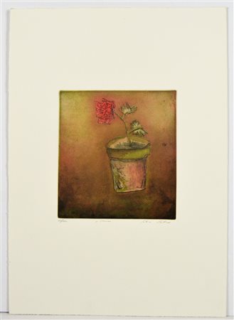 NON IDENTIFICATO AUTORE Geranio. Serigrafia. Cm 35,00 x 50,00. 57/100....