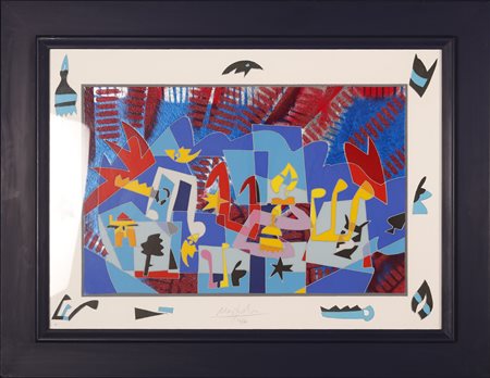 NESPOLO UGO (n. 1941) Senza titolo. Serigrafia polimaterica. Cm 69,00 x...