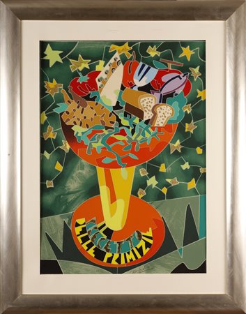 NESPOLO UGO (n. 1941) Senza titolo. Serigrafia polimaterica. Cm 49,00 x...