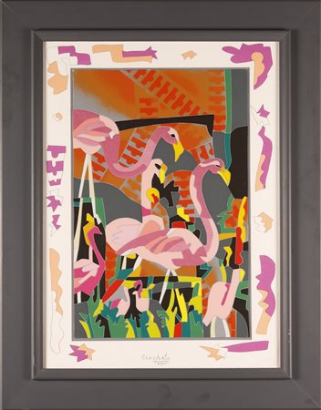 NESPOLO UGO (n. 1941) Senza titolo. Serigrafia polimaterica. Cm 50,00 x...