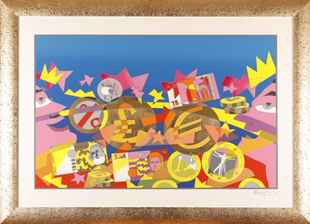 NESPOLO UGO (n. 1941) La lira. Serigrafia. Cm 100,00 x 70,00. 38/99. Tiratura...