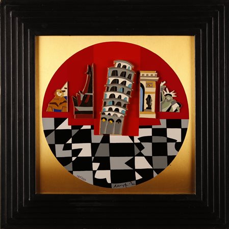 NESPOLO UGO (n. 1941) Senza titolo. Serigrafia e collage. Cm 34,00 x 34,00....