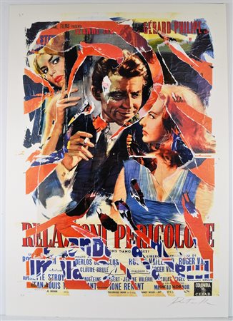 ROTELLA MIMMO (1918 - 2006) Relazioni pericolose. Litodecollage. Cm 100,00 x...