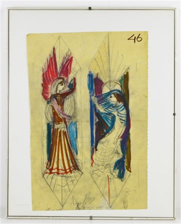 PONTI GIO' (1891 - 1979) Senza titolo. Tecnica mista su carta. Cm 43,00 x...