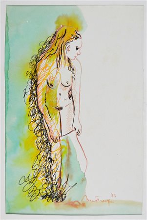 MASTROCINQUE NICOLA (1939 - 2010) Senza titolo. 1975. Tecnica mista su carta....