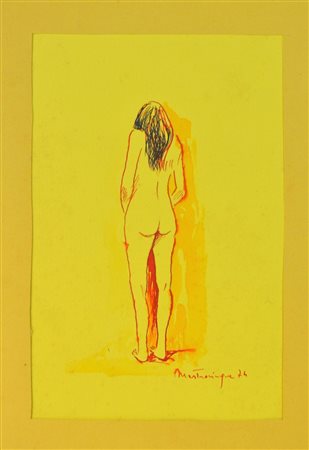 MASTROCINQUE NICOLA (1939 - 2010) Senza titolo. 1974. Tecnica mista su carta....