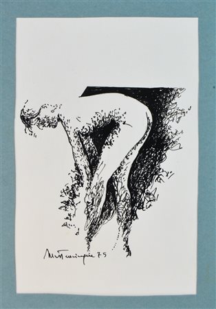 MASTROCINQUE NICOLA (1939 - 2010) Senza titolo. 1975. Tecnica mista su carta....