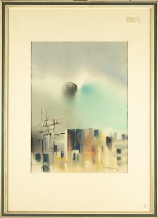 NON IDENTIFICATO AUTORE Senza titolo. 1974. Acquarello su carta. Cm 33,00 x...