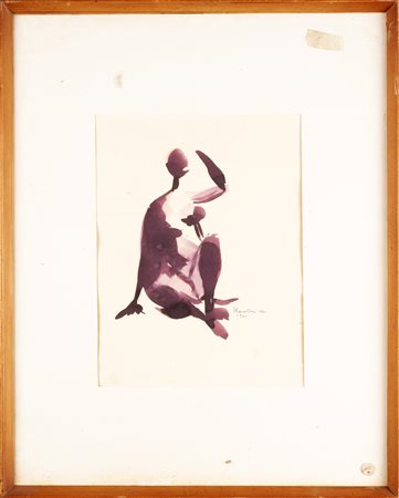 NON IDENTIFICATO AUTORE Figura. Tecnica mista su carta. Cm 23,00 x 30,00....