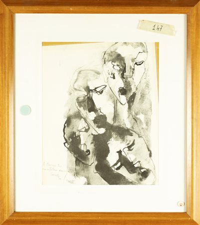 NON IDENTIFICATO AUTORE Senza titolo. 1970. Acquarello e china su carta. Cm...