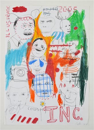 NON IDENTIFICATO AUTORE Senza titolo. Tecnica mista su carta. Cm 30,00 x...