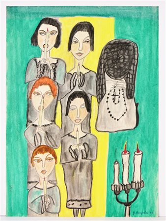 NON IDENTIFICATO AUTORE Senza titolo. 1964. Tecnica mista su carta. Cm 63,00...