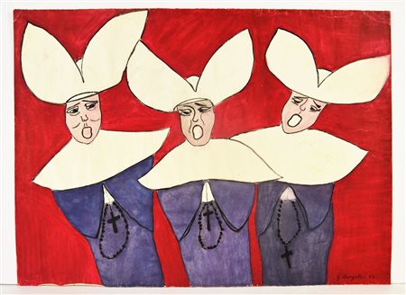 NON IDENTIFICATO AUTORE Senza titolo. 1964. Tecnica mista su carta. Cm 66,00...