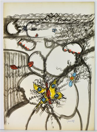 NON IDENTIFICATO AUTORE Senza titolo. 1965. Tecnica mista su carta. Cm 70,00...