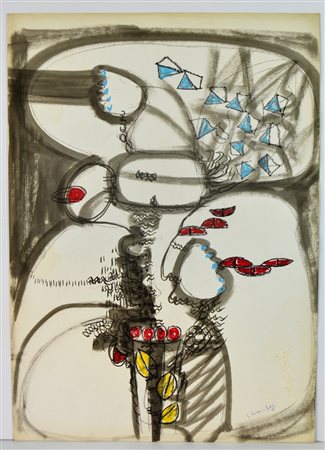 NON IDENTIFICATO AUTORE Senza titolo. 1965. Tecnica mista su carta. Cm 70,00...