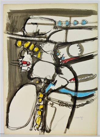 NON IDENTIFICATO AUTORE Senza titolo. 1965. Tecnica mista su carta. Cm 70,00...