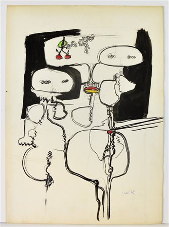 NON IDENTIFICATO AUTORE Senza titolo. 1965. Tecnica mista su carta. Cm 70,00...