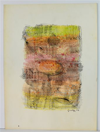 NON IDENTIFICATO AUTORE Senza titolo. 1964. Tecnica mista su carta. Cm 66,00...