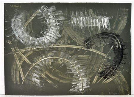 NON IDENTIFICATO AUTORE Senza titolo. 1962. Olio su carta. Cm 68,50 x 50,00....