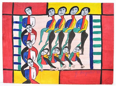 NON IDENTIFICATO AUTORE Senza titolo. 1963. Tecnica mista su carta. Cm 66,00...