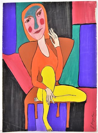 NON IDENTIFICATO AUTORE Senza titolo. Tecnica mista su carta. Cm 48,00 x...