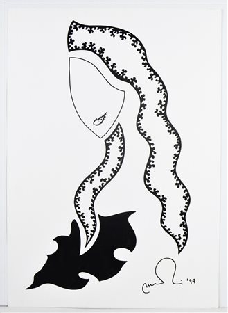 NON IDENTIFICATO AUTORE Senza titolo. 1999. Disegno a china su cartoncino. Cm...