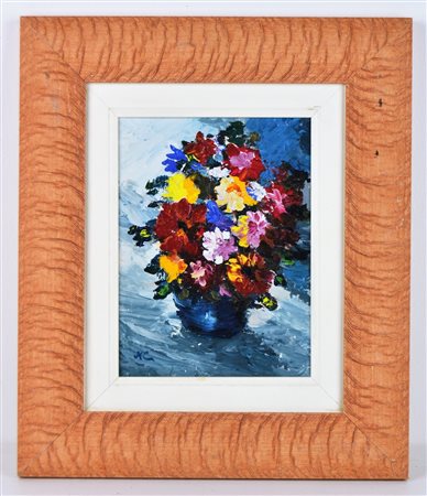 CASSARA' NICO Fiori. 2000. Olio su cartone telato. Cm 24,00 x 18,00. Firma...