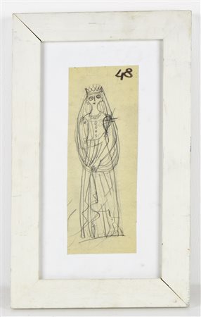 PONTI GIO Senza titolo. Matita su carta. Cm 9,50 x 25,50. . Cornice presente...