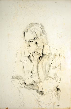 NON IDENTIFICATO AUTORE Senza titolo. 1970. Disegno a matita su carta. Cm...