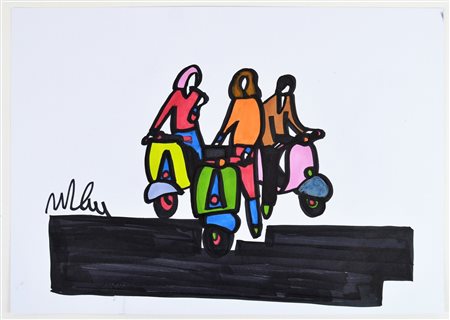 LODOLA MARCO (n. 1955) Senza titolo. Pennarello su cartoncino. Cm 42,00 x...