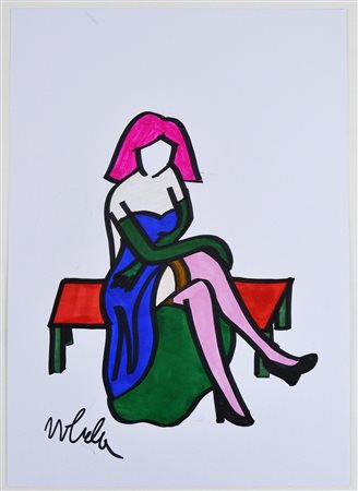 LODOLA MARCO (n. 1955) Senza titolo. Pennarello su cartoncino. Cm 42,00 x...