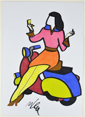 LODOLA MARCO (n. 1955) Senza titolo. Pennarello su cartoncino. Cm 42,00 x...