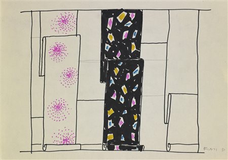 FINZI ENNIO (n. 1931) Senza titolo. 1980. Tecnica mista su carta. Cm 29,50 x...