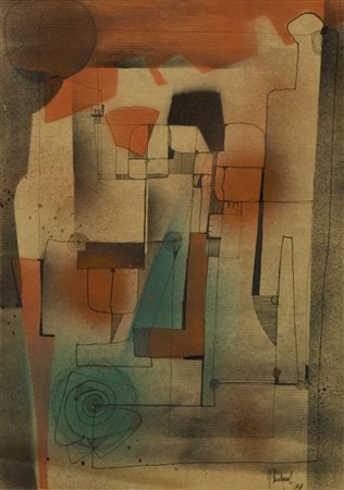 SANTORO GIUSI (n. 1931) Senza titolo. 1973. tecniche miste su carta. Cm 37,00...