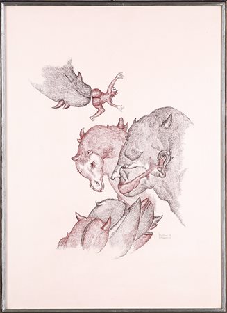 CRAGNOLINI TONINO (n. 1937) Senza titolo. 1974. Tecnica mista su carta. Cm...