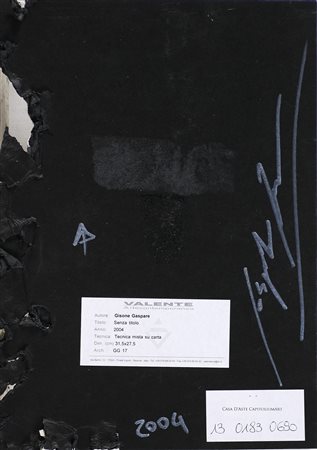 GISONE GASPARE (n. 1975) Senza titolo. 2004. Tecnica mista su carta. Cm 27,50...