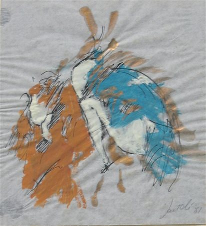 SANTOLI LEONARDO (n. 1959) Senza titolo. 1981. Tecnica mista su carta. Cm...