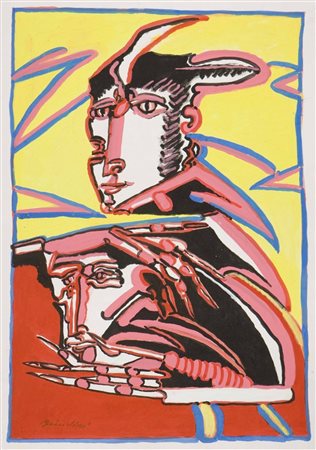 BRINDISI REMO (1918 - 1996) Senza titolo. Tempera su carta. Cm 50,00 x 70,00....