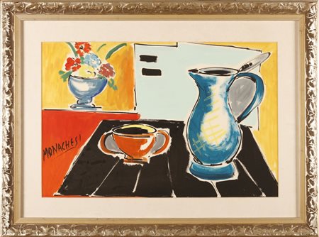 MONACHESI SANTE (1910 - 1991) Natura morta. Olio su cartoncino. Cm 58,00 x...