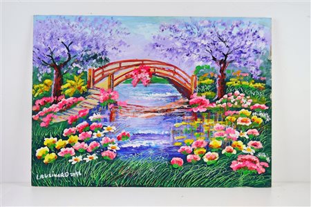 BUSINARO LEONARDO Il ponte. 2018. Olio su tavola. Cm 70,00 x 50,00. Firma e...