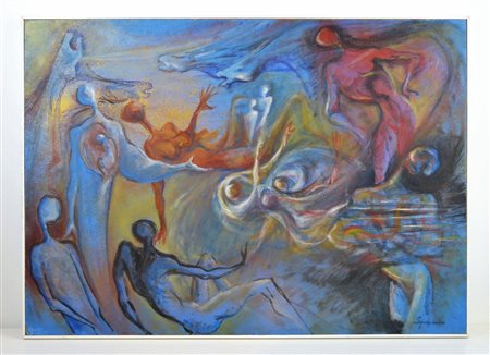 SPANIO FRANCESCA (n. 1958) Senza titolo. Olio su tavola. Cm 70,00 x 50,00....