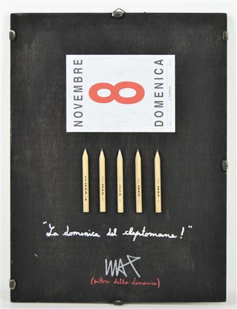 ODDONE MAX Senza titolo. Tecnica mista e applicazioni su tavola. Cm 40,00 x...