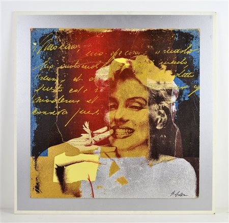 GRITTINI GIULIANO (n. 1951) Marilyn. Retouchè su tavola. Cm 60,00 x 60,00....