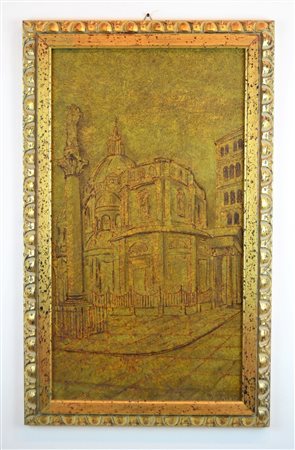 NON IDENTIFICATO AUTORE Senza titolo. Tecnica mista su tavola. Cm 65,00 x...